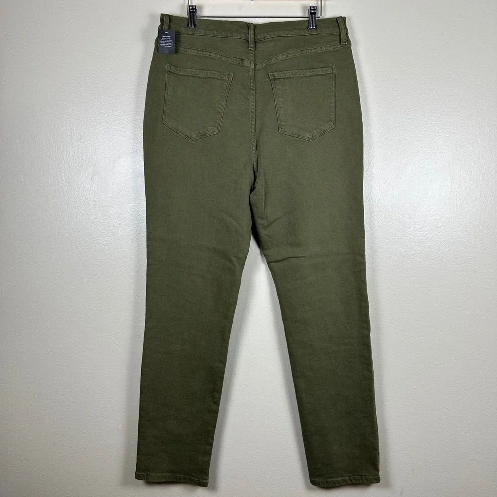 a.n.a Women's 16 High-Rise Straight Pants Oregano Green Slim Leg NEW